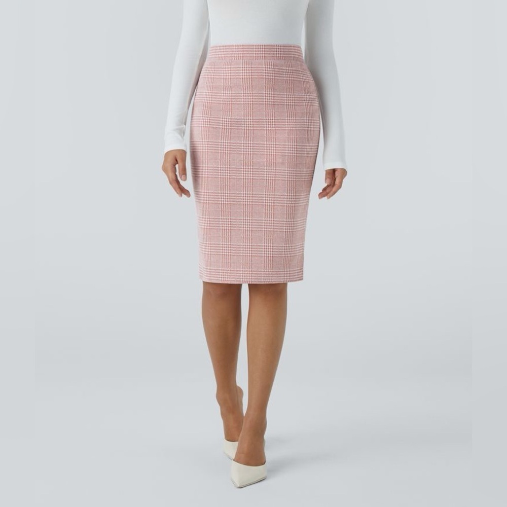 Halara High Waisted Hem Houndstooth Plaid Work Pencil Skirt small